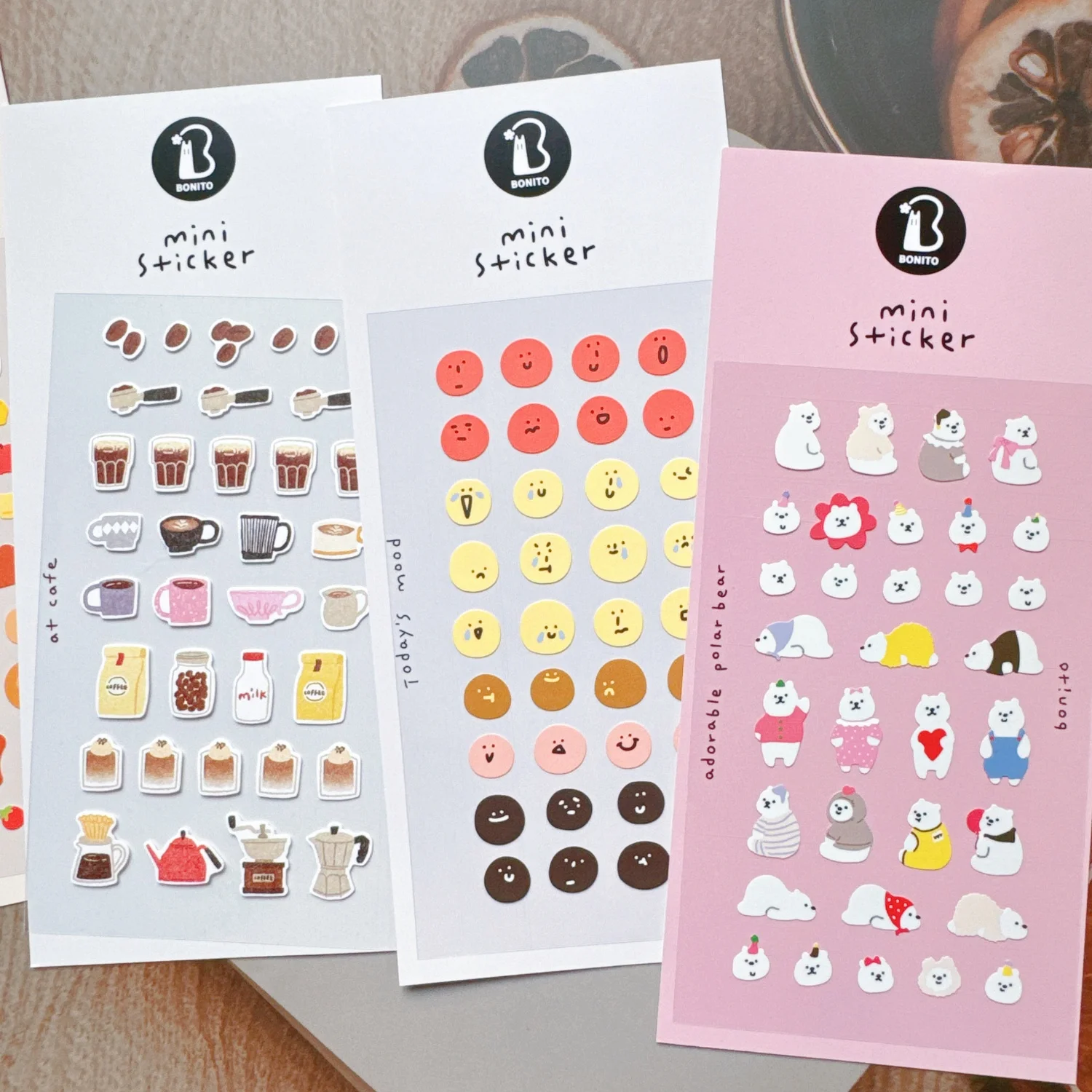 BONITO Mini Series Cafe Polar Bear Mood Cup Universe Paper Stickers Scrapbooking Diy Journaling Diary Decor Stationery Stickers
