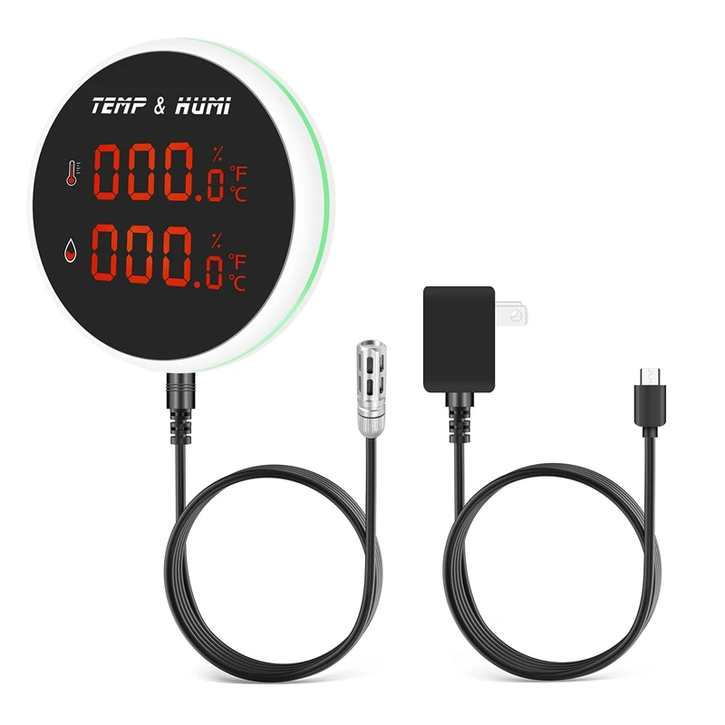 

Intelligent Monitor Temperature And Humidity External Probe LCD Display Thermometer Hygrometer Remote Monitor Alarm US Plug