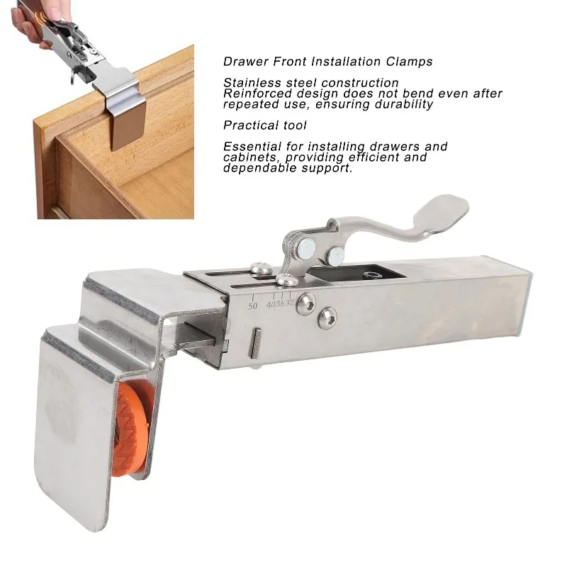 Multi functional drawer clamp suitable for carpenters, with a fixture installed in front of the drawer, easy to use