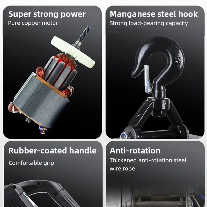 220 فولت المحمولة رافعة كهربائية صغيرة التحكم عن بعد رفع آلة الثقيلة مايكرو ونش كهربائي رافعة صغيرة لورشة عمل المنزل #2