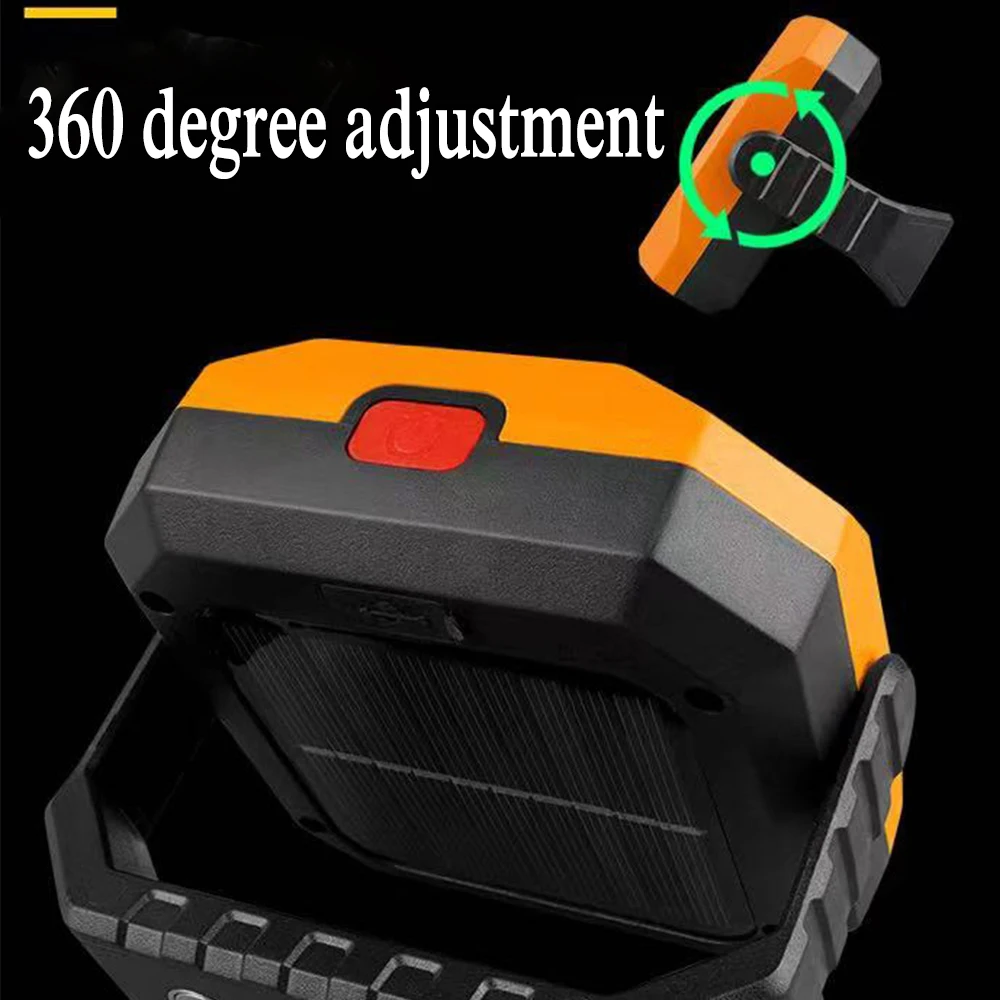 Solar Rechargeable Multifunctional Work Light USB Light Camping Light Outdoor Emergency Flashlight Magnetic Camping Lamp Torch