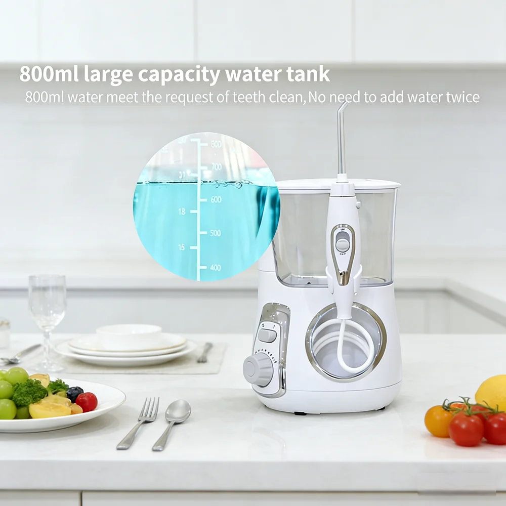 

Электрический ирригатор для полости рта настольный, 800 мл, 10 режимов, регулируемый стоматологический водный распылитель для глубокой чистки