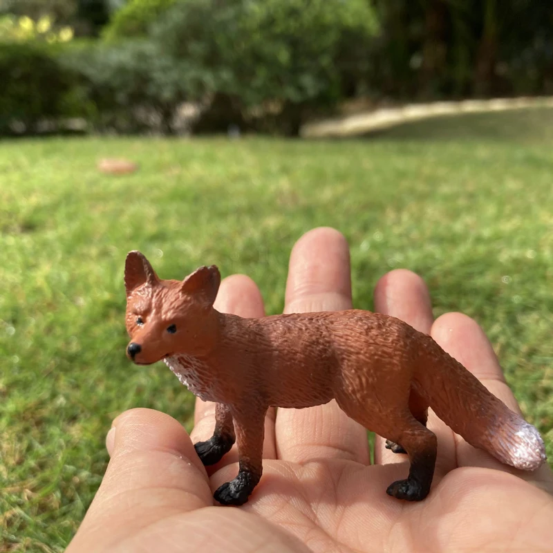 Realistisches Tierspielzeug, Modellständer, roter Fuchs, Kunstharzfigur, Heim-/Büro-Dekoration, Sammlerspielzeug für Kinder, frühe Bildung