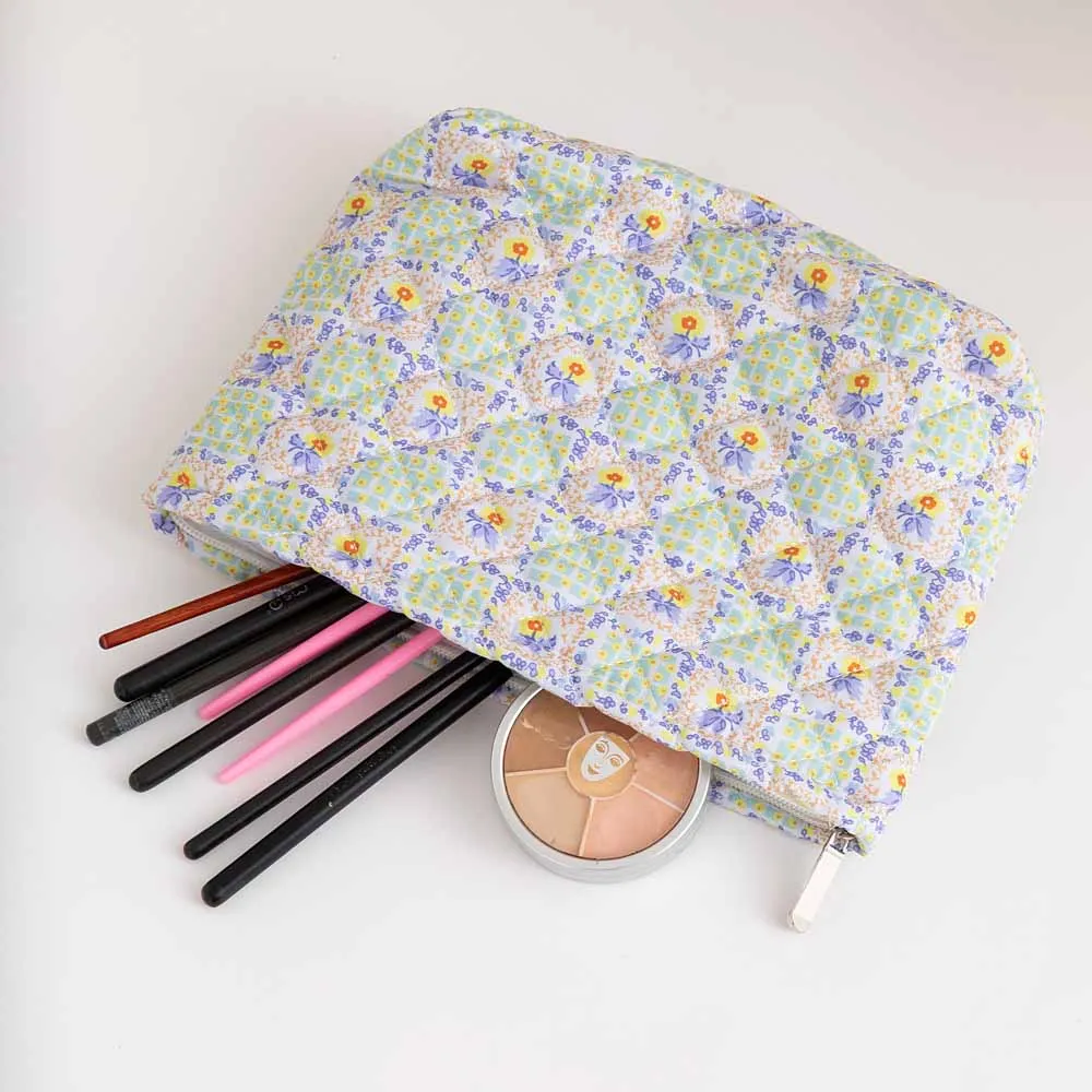 Personalized Name Floral Makeup Bag Embroidery Women's Birthday Gift Girl's Cotton Flower Cosmetic Bag Wedding Gift Storage Bags