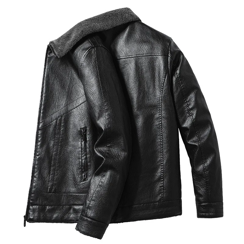 New fashion casual fur fur one warm leather coat Jacket autumn and winter thickened and fleece men's leather clothes