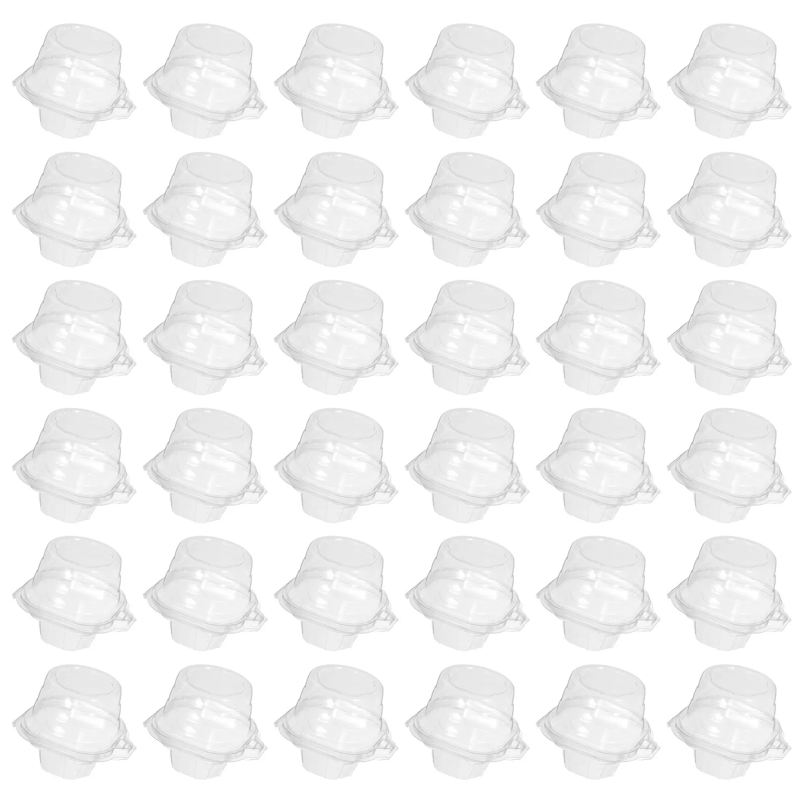 50 szt. Pojedynczych pojemników na babeczki z przezroczystą plastikową pokrywką kopułkową, pudełka do układania w stosy, pojemniki na ciasta na wesela, przyjęcia i imprezy.
