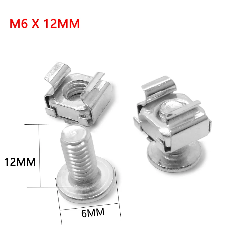 Rack Mount สกรู M6x12mm Rack Mount ชั้นวางเซิร์ฟเวอร์ Cage Nuts สกรูและเครื่องซักผ้า PDU Power Strip ตู้สกรู