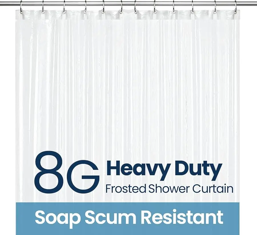 

Bathroom Shower Curtain Waterproof Plastic Shower Curtain Premium PE A Non-Toxic with Rust Proof Grommets Frosted 8G Bathroom Ac