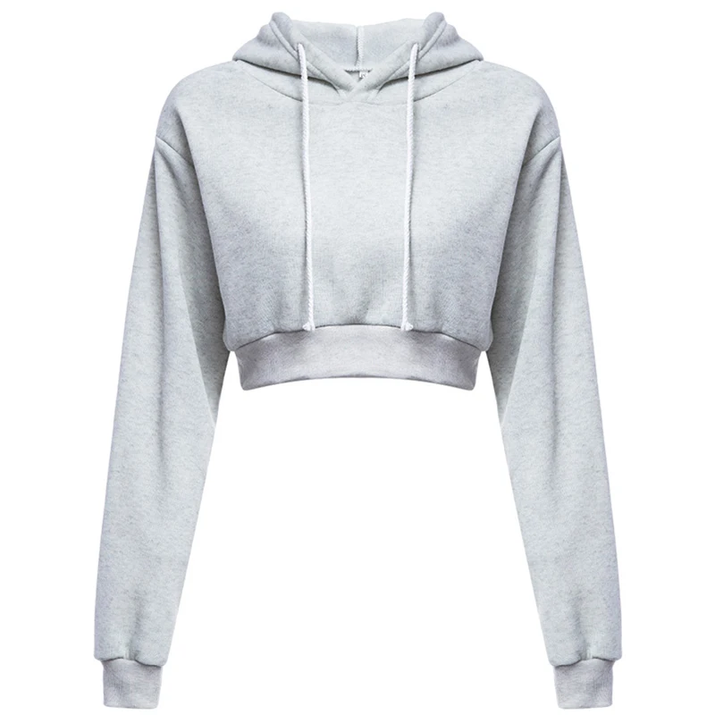 New Fashion Women Hoodie Sweatshirt Short Top Coat Sport Pullover Hooded Tops Female Autumn Winter Clothes Crop Top Hoodie