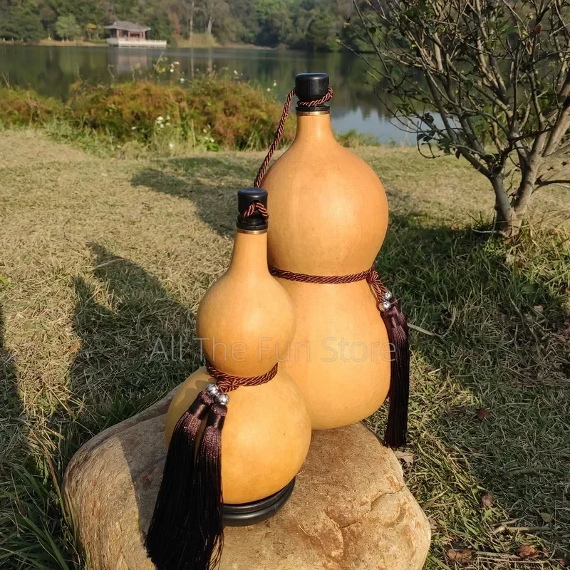 Natural Gourd Water Bottle for Cosplay Hulu Hulou Flask Calabash Home Table Decor Chinese Pumpkin for Drinks Holder Ornament