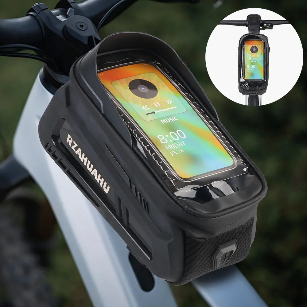 MTB Road Bike Bag Touch Screen Waterproof Cycling Bag Top Frame Tube Bag with Sun-Visor Bicycle Bag Phone Case Bike Accessories