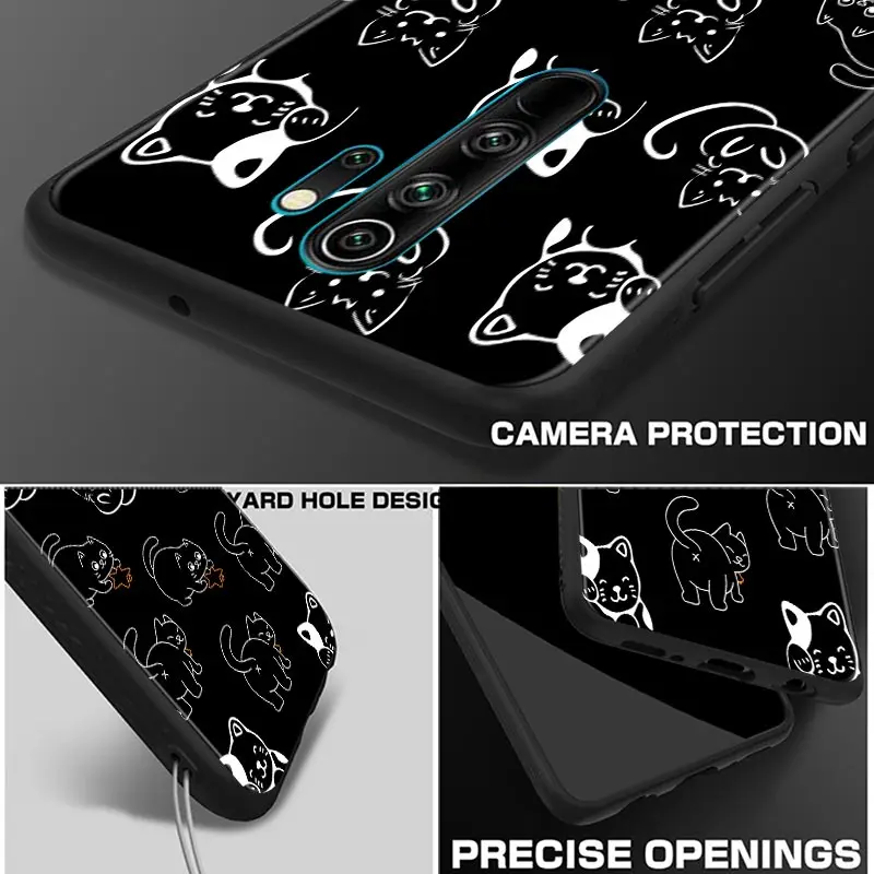 Funny Cute Cat Line Art Phone Case For Xiaomi Redmi Note 11 10 9 8 Pro 9S 8A 10S 11S Soft Cover For Redmi Note 8Pro 10Pro Fundas