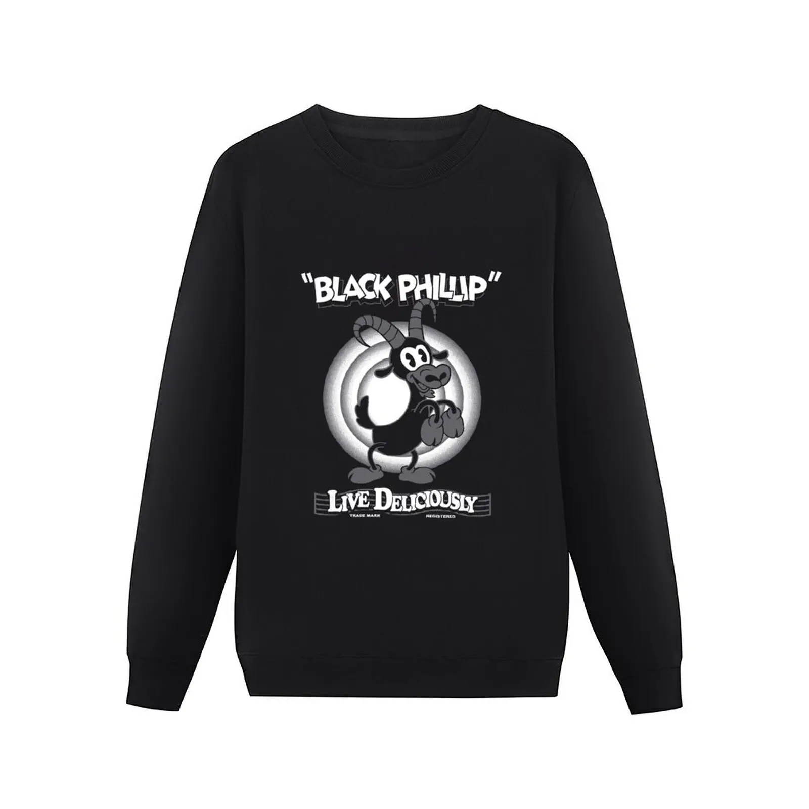 Black Phillip - Vintage Cartoon - Witch - Goth Occult Live Deliciously Pullover Hoodie korean style clothes hooded sweatshirt