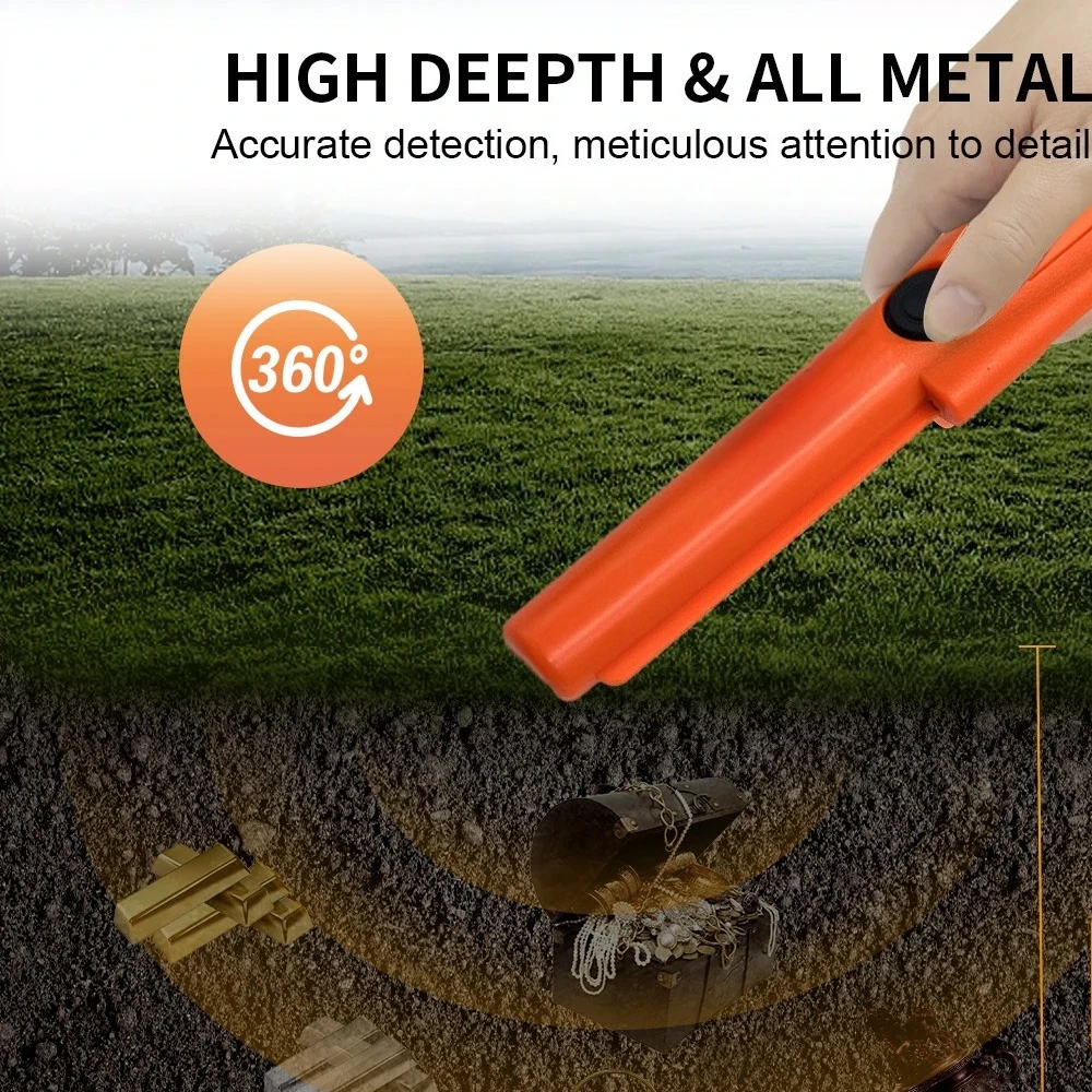 كاشف المعادن في الهواء الطلق مغامرة يده للكشف عن المعادن مؤشر مكتشف مقاوم للماء 360 °   قضيب كاشف المعادن بمسح جانبي