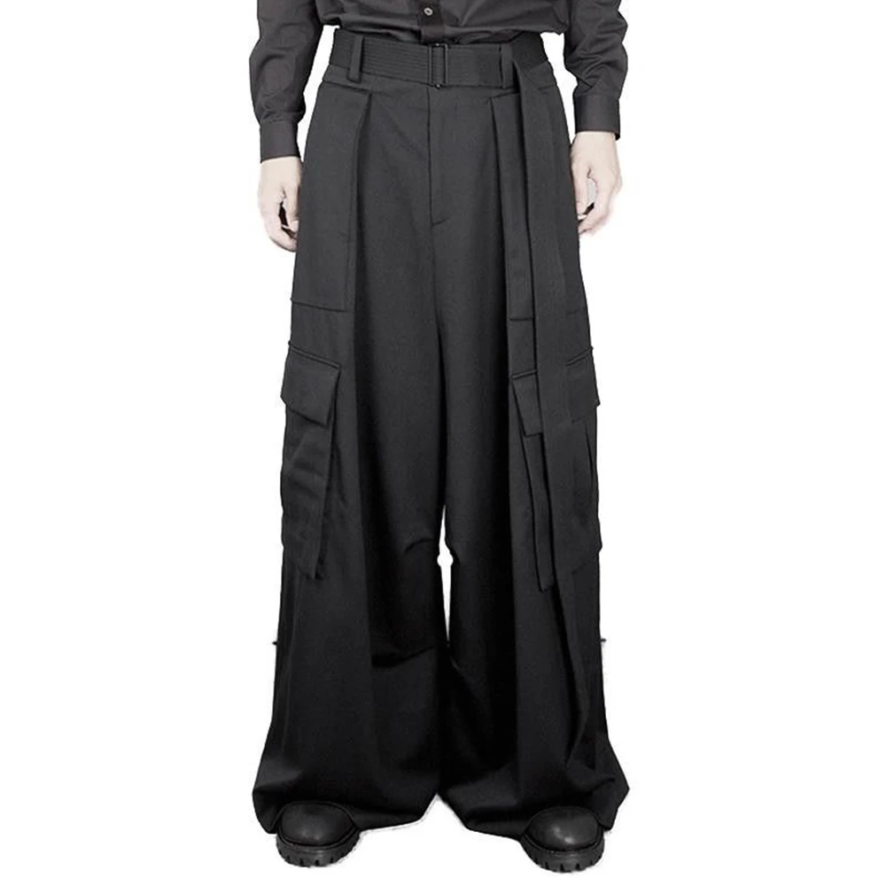 

XS-5XL Summer New Men's Large Pocket Trousers Unisex American Retro Fashion Trend High Street Loose Casual Simple Men's Bottoms