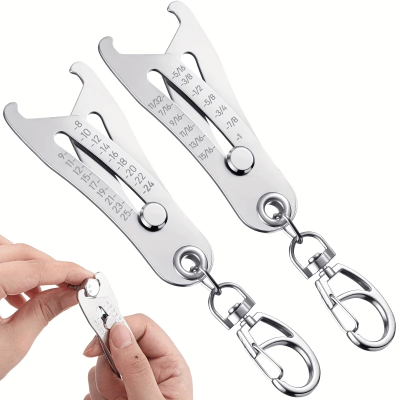 Stainless Steel Screw Size Gauge Measuring Tool Thread Identifier Bolt Nut Checker Ruler with Keychain Portable Thread Pitch