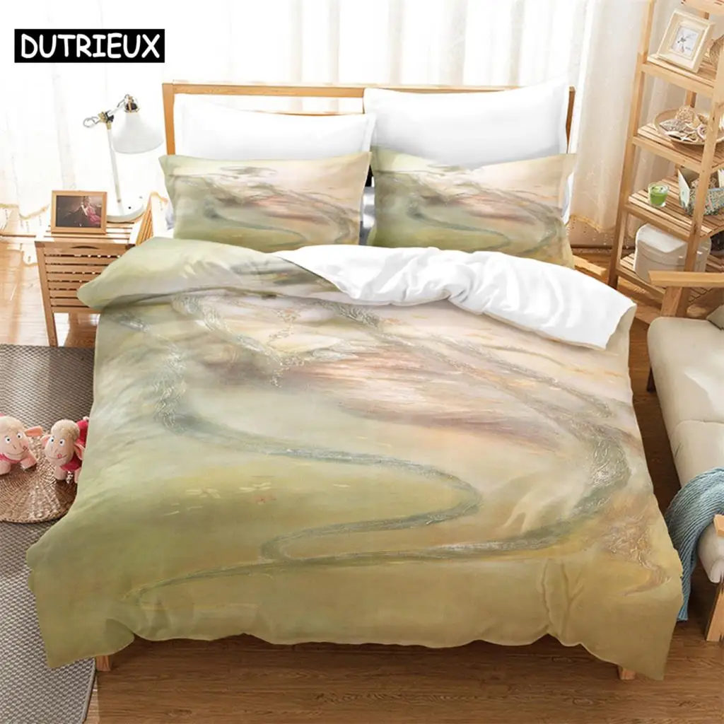 

3PCS Watercolor painting Bedding Sets Home Bedclothes Super King Cover Pillowcase Comforter Textiles Bedding Set