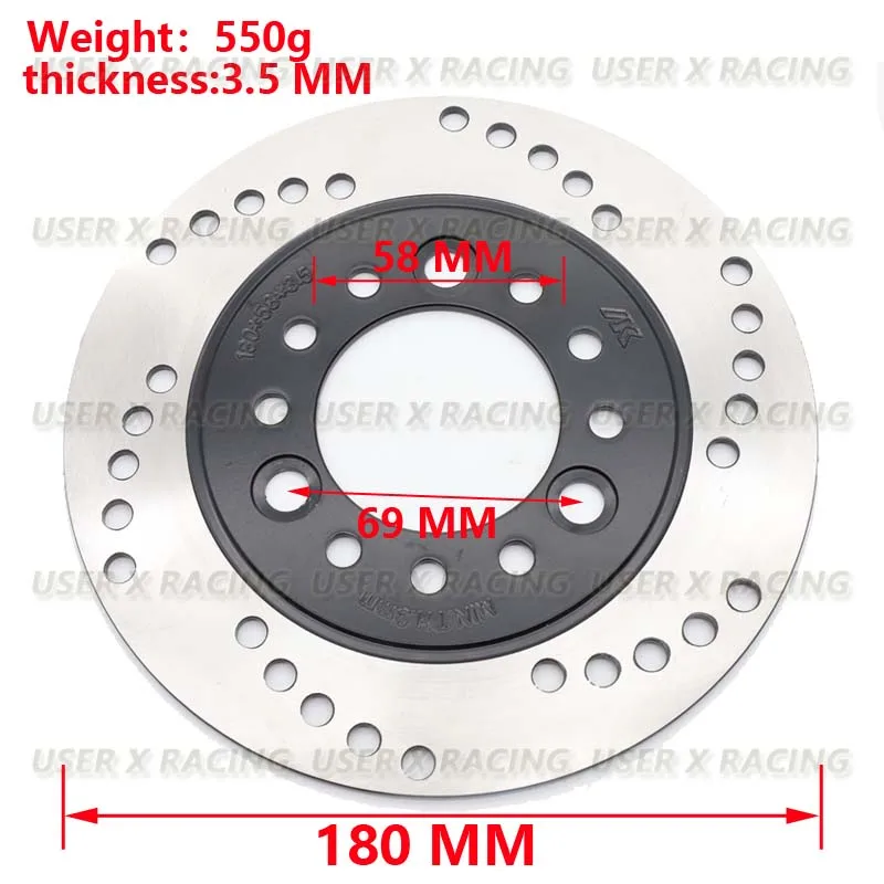 USERX Universal Motorcycle Front Rear 180mm Brake Disc rotor for ATV UTV Buggy go Kart racing Four Wheel Bicycle scooter