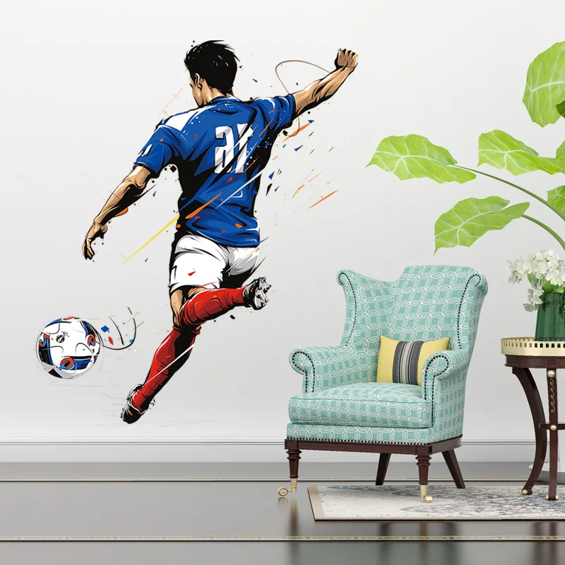 Football Wall Sticker Removable Vinyl Wall Soccer Decal Boys Room Kids Bedroom Living Room Decoration