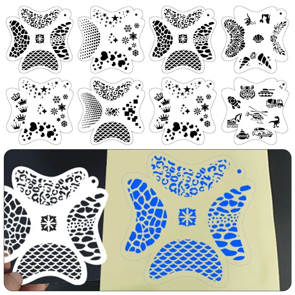 

2Pcs Topcoat DIY Makeup Stamps Temporary Tattoos Face Art Paint Template Stencils for Body Painting