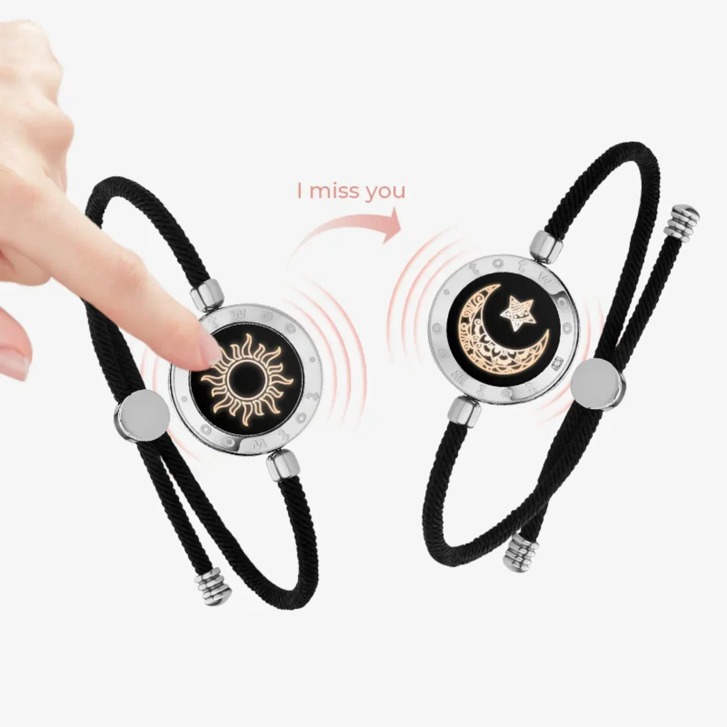 Wholesale Totwoo Vibrant Couple Sun and Moon Touch Bracelets for Couples Vibrating Couple Bracelet Long-distance Touch love