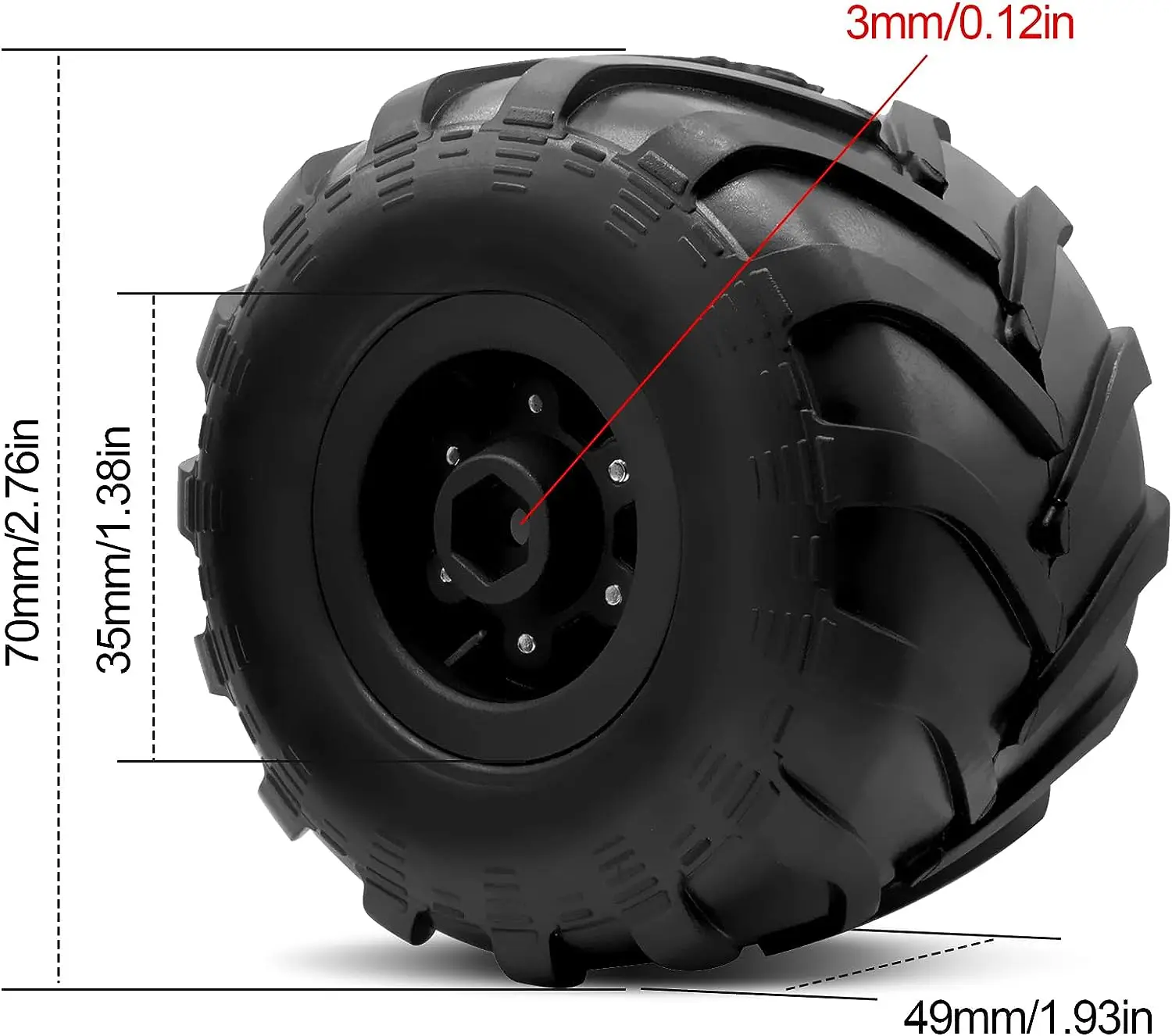 Esilun 1.0 RC Monster Truck pneumatici per cerchioni Set per FCX24 SCX24 C10 JLU catenaccio Gladiator Bronco 1/24 accessori per auto cingolati