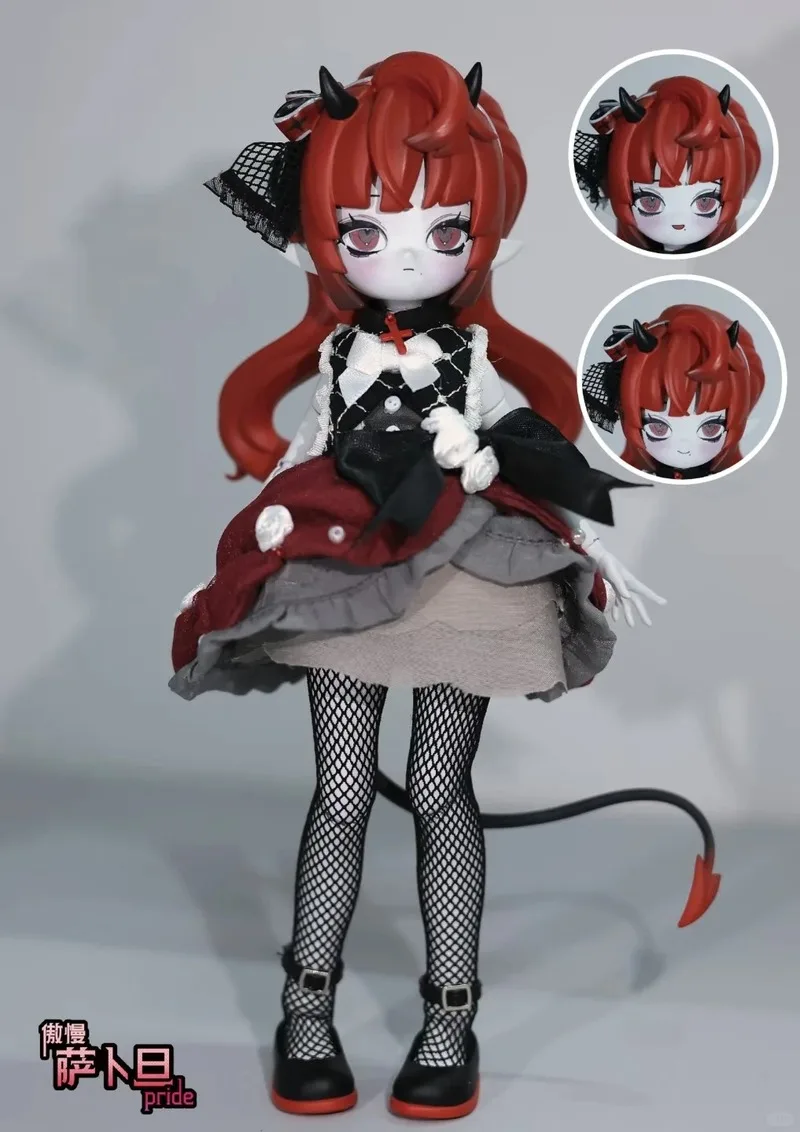 

Слепая коробка с рогами дьявола, подвижная 1/8 BJD кукла, орнамент, изысканная креативная настольная коллекция совместной мобильностью, модная игрушка