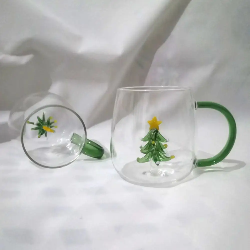 Handmade Glass Cup Animal Plant Shape Milk Cup Transparent Water Cup Cute Coffee Drink Cups with Colorful Handle Drinkware