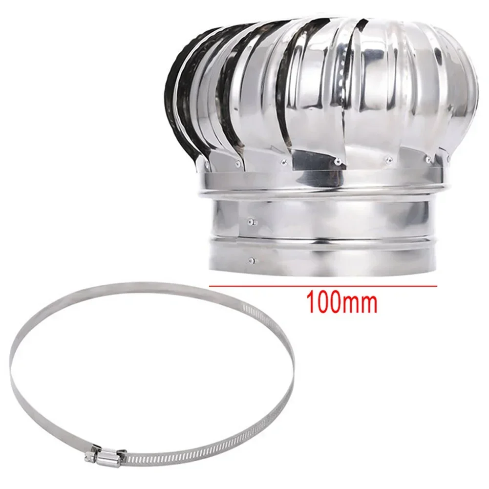 Stainless Steel Rotating Chimney Cowl Cap Unpowered Hood Wind Ball Ventilation Smoke Exhauster Rainproof Ventilation Fan