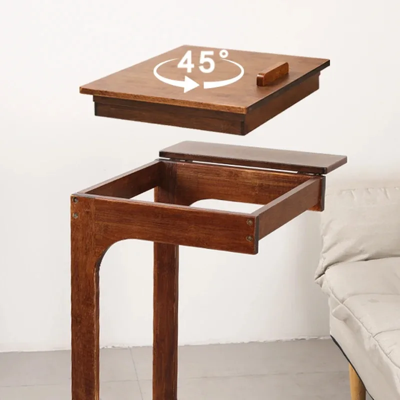 Bamboo C-Table with Wheels - Adjustable Mobile Desk for Sofa/Bedside, Multi-Functional Coffee Stand & Space-Saver Home Organizer