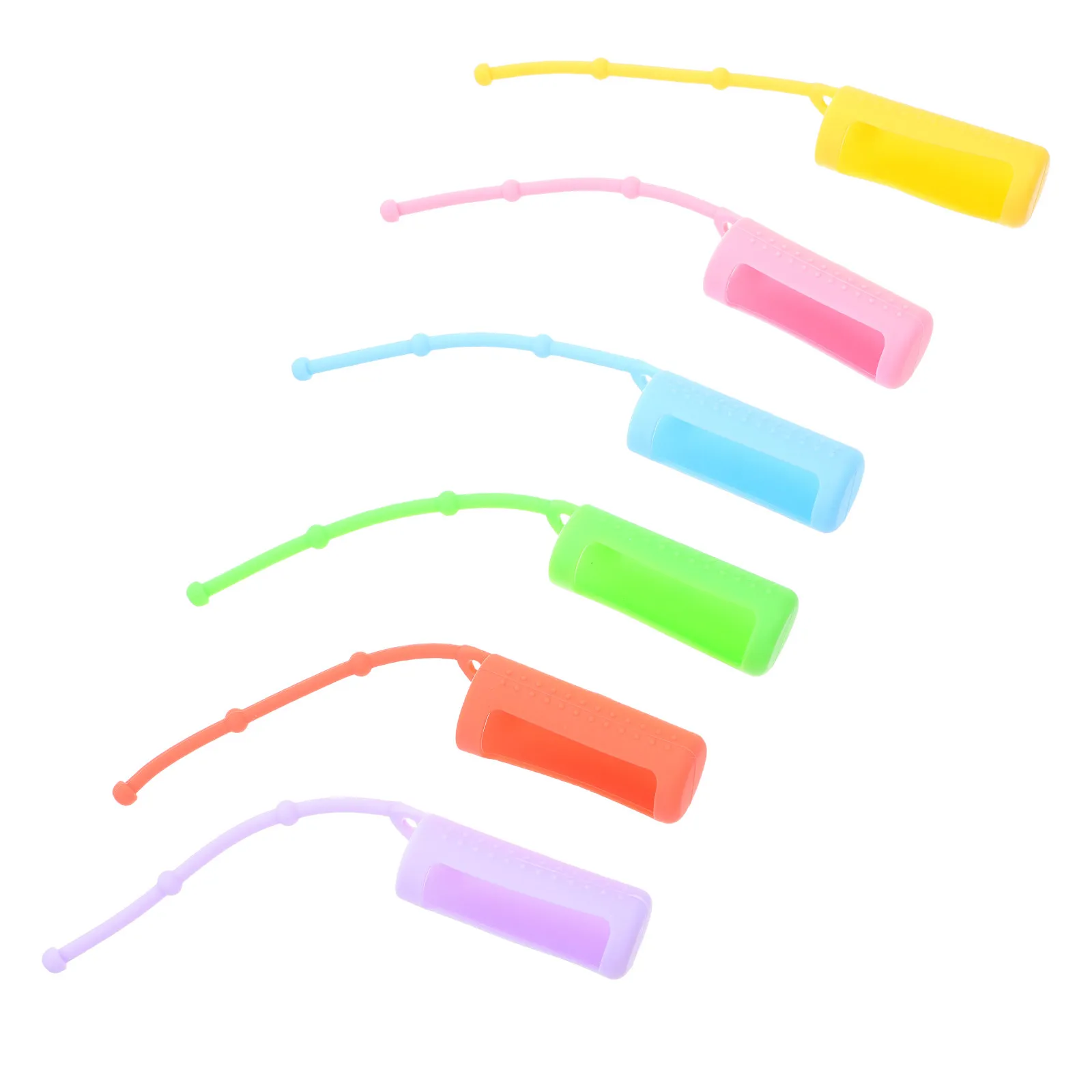 

6pcs Silicone Roller Bottle Cover Set Essential Oil Carrying Case Travel Holder for 10ML Refillable Bottles with Hair Pad Fringe