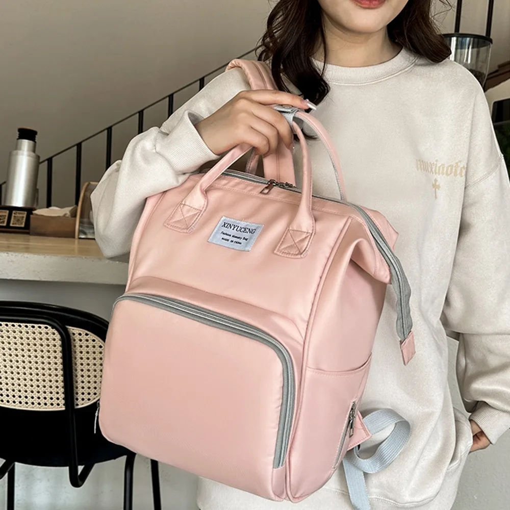 Multifunctional Mommy Backpack Large Capacity Solid Color Baby Diaper Bag Wear-resistant Anti Splash Water Mommy Shoulder Bag