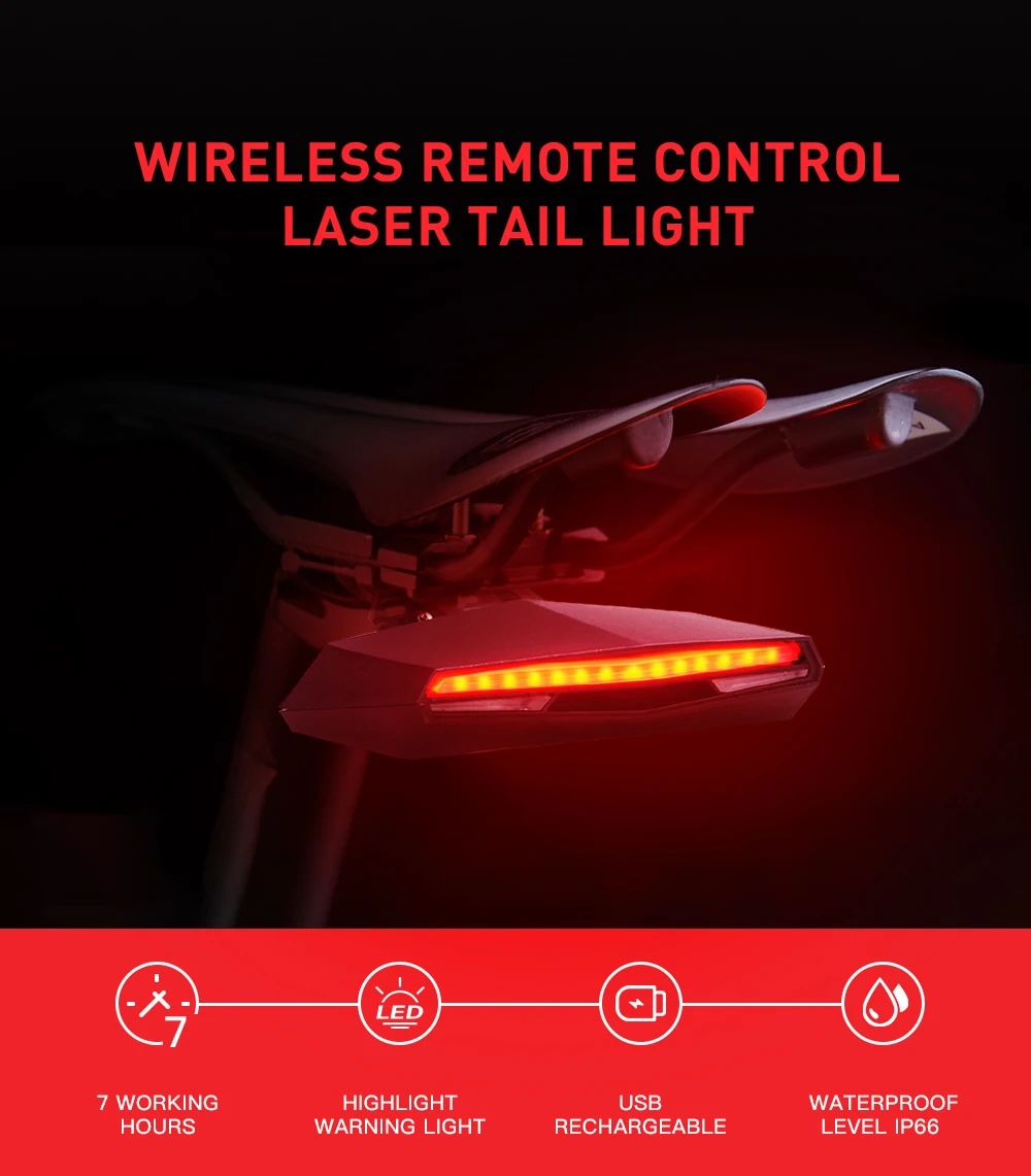 أمازون أعلى بيع ملحقات الدراجة التحكم عن بعد دراجة ضوء Led اللاسلكية بدوره الضوء الخلفي الخلفي الخلفي الذيل ضوء للدراجة