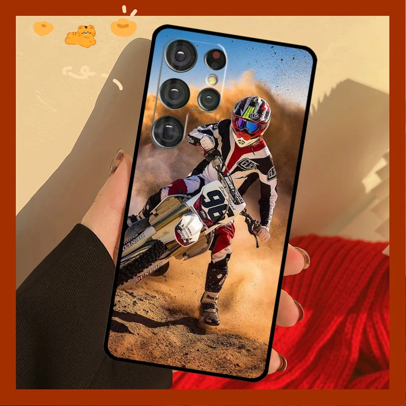 Moto Cross motorcycle sports Silicone Case For Samsung Galaxy S8 S9 S10 S20 FE S21 Plus Note 20 Ultra S22 Ultra Cover