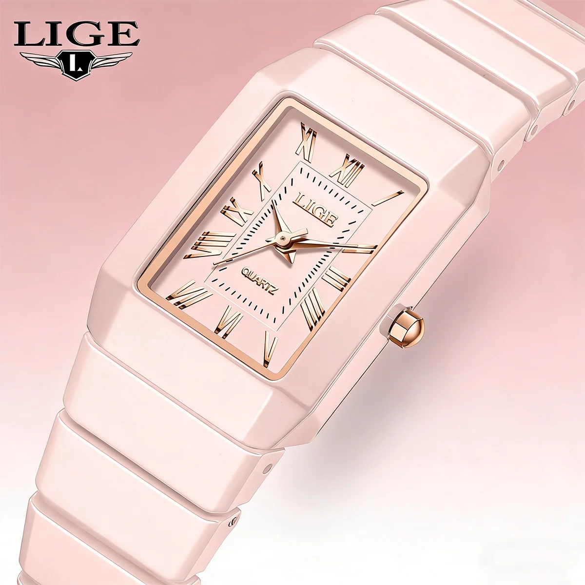 

Luxury Brand LIGE Elegant Women Watches Rhinestone White Silver Simple Stylish Ceramics Bracelet Quartz Casual Lady Wristwatch