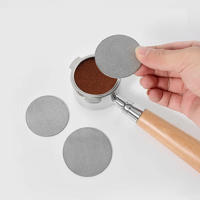 Reusable Coffee Puck Screen 51mm 54mm 58mm Espresso Filter Mesh with Stand for Portafilter Coffee Maker Barista