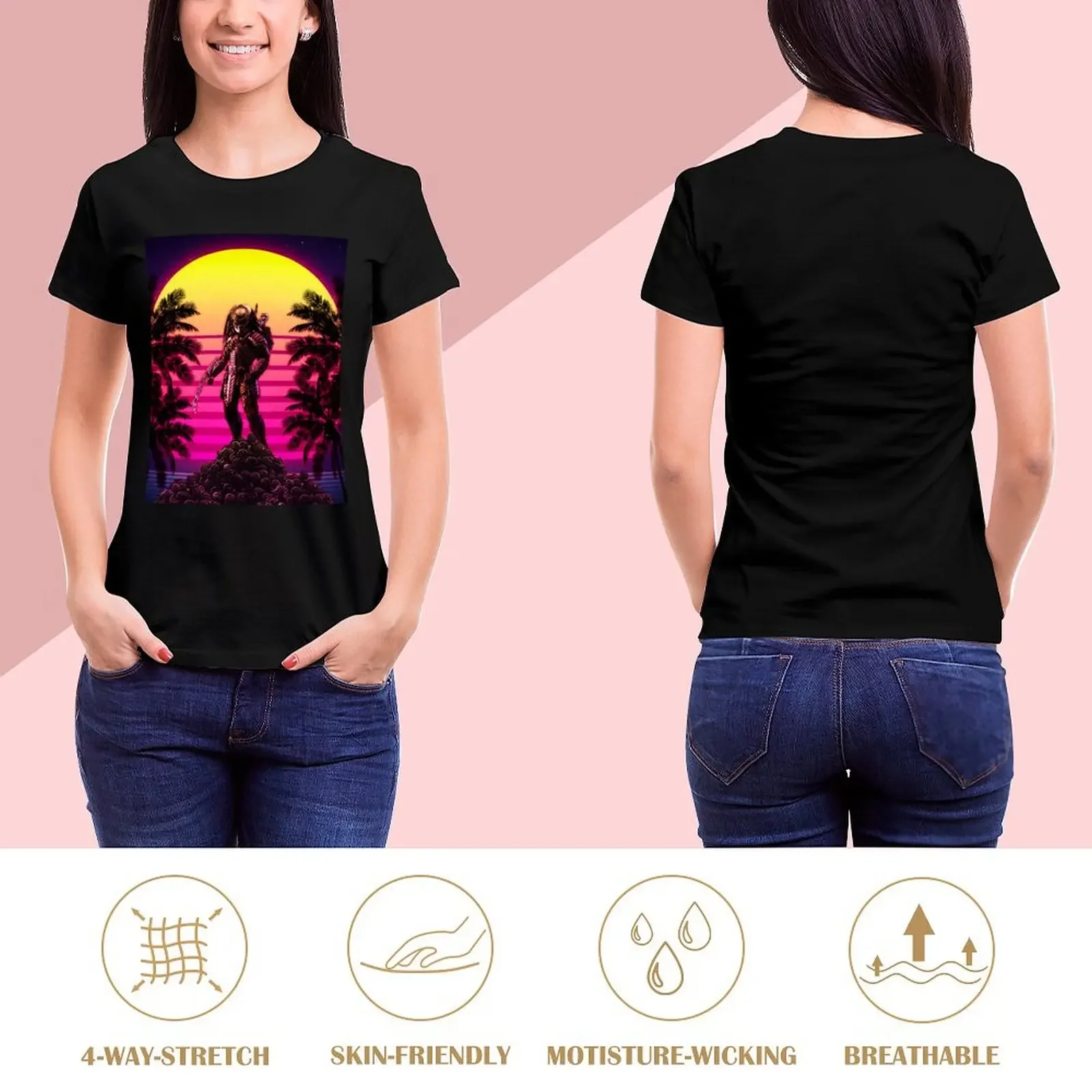 Retro Predator Image T-Shirt female customs design your own t shirts for Women graphic