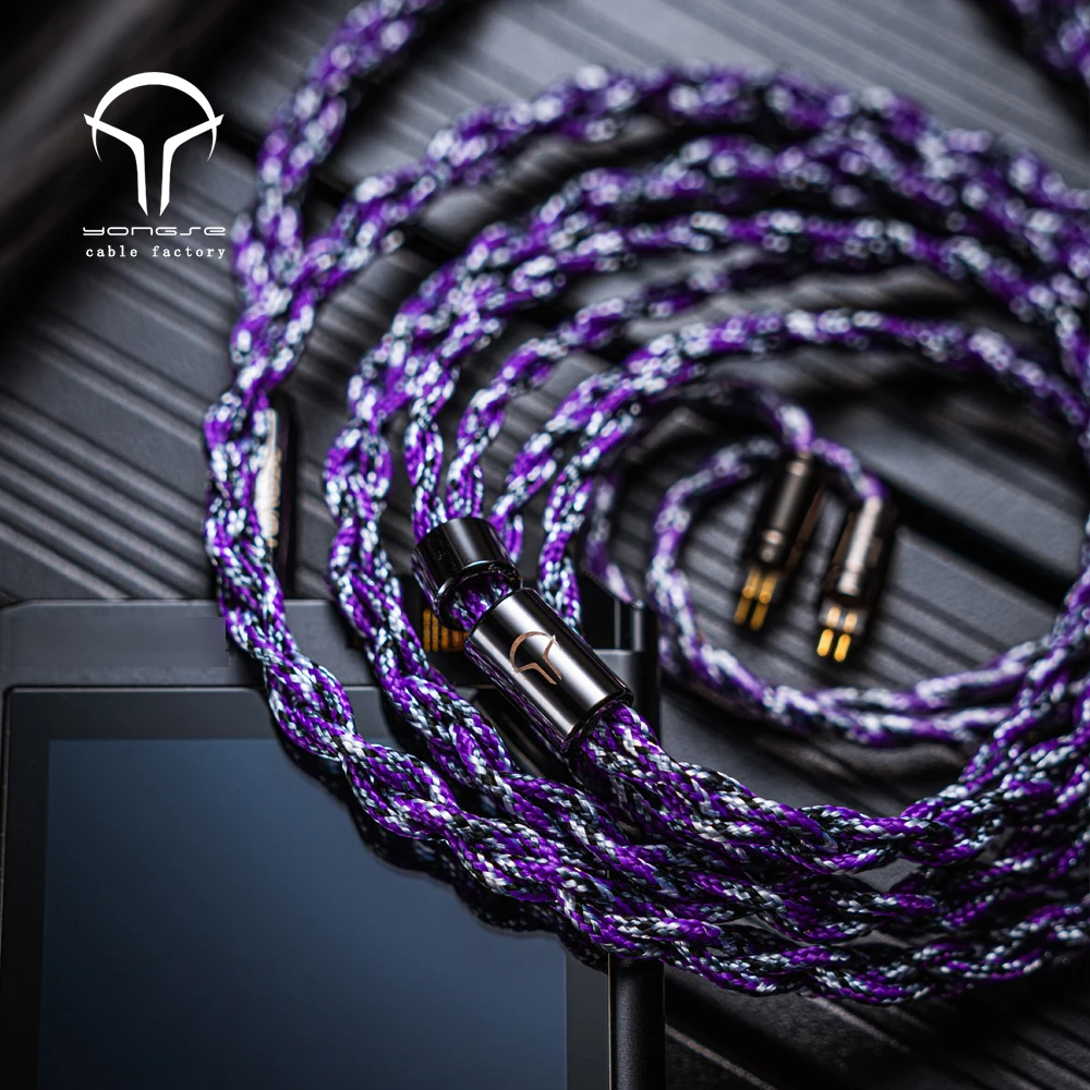 Yongse Фиолетовый кабель для обновления наушников высокой чистоты с монокристаллическим медным посеребренным покрытием