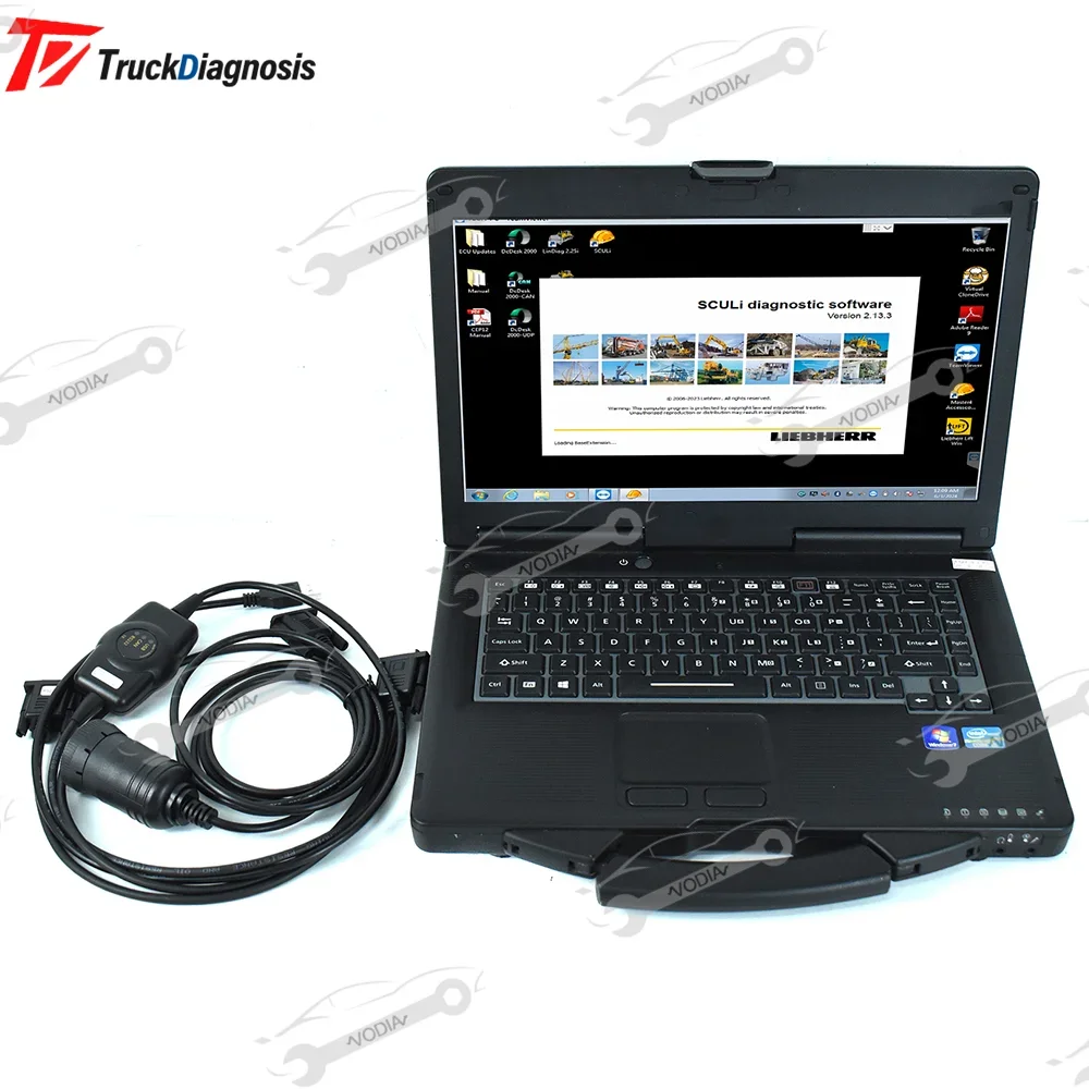 CF53 laptop+ LIEBHERR DIAGNOSTIC kit for Liebherr software SCULI with LIEBHERR excavator Crane diagnostic tool