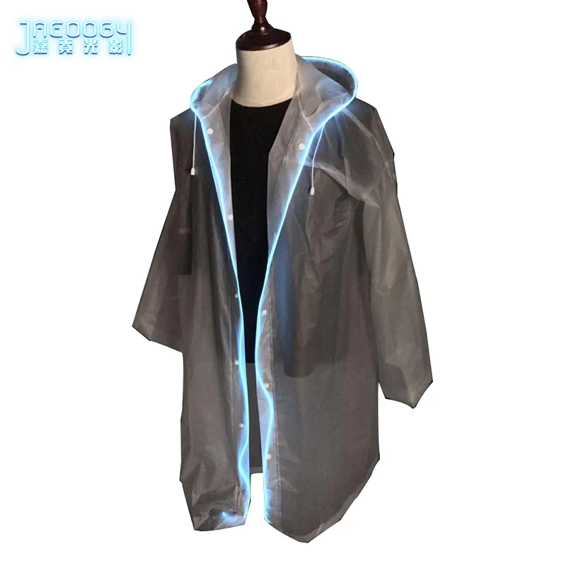 The Concert Luminous Raincoat with LED Light, Outdoor Hiking Portable Raincoat, Thick Rain Gear, Fluorescent Clothing