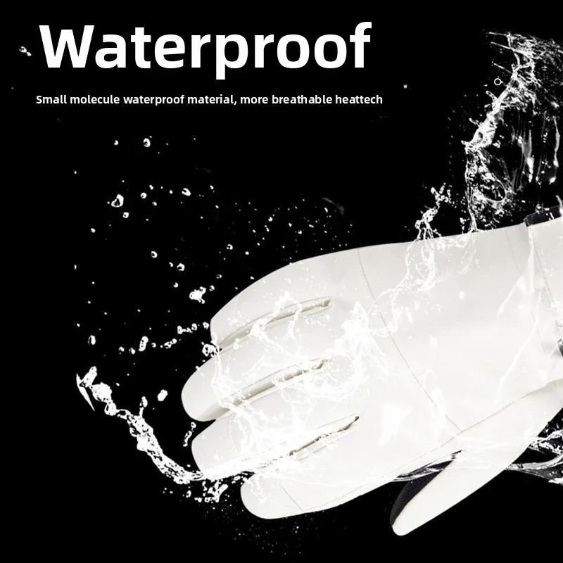 قفازات التزلج للرجال والنساء الشتاء الأبيض الدافئة ركوب الدراجات الرياضية شاشة تعمل باللمس خمسة أصابع قفازات في الهواء الطلق #2