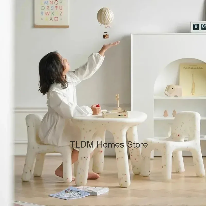 Conjunto de mesa e cadeiras de estudo moderno para crianças mesa cadeira fezes jardim de infância plástico crianças fortes mesas duráveis móveis g