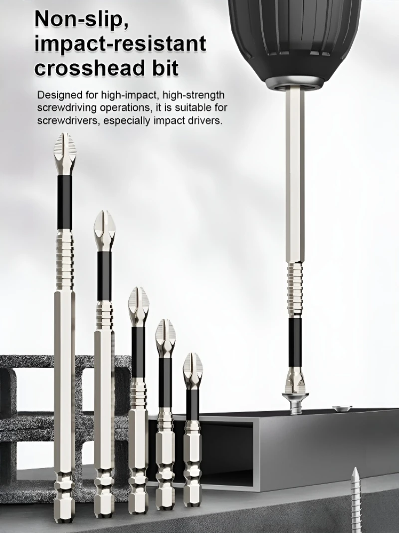 

Black strong magnetic suction impact bit set hand drill high hardness head hand drill bit