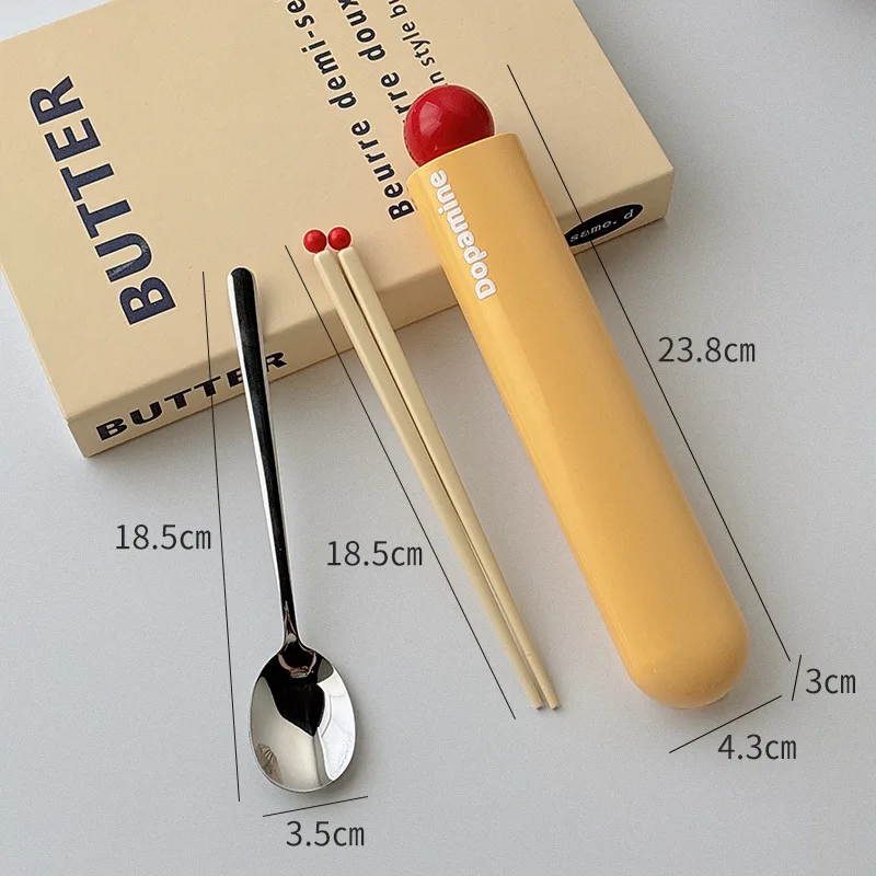 Portable one-person storage box, tableware, chopstick box, personal box, chopsticks, spoon set.