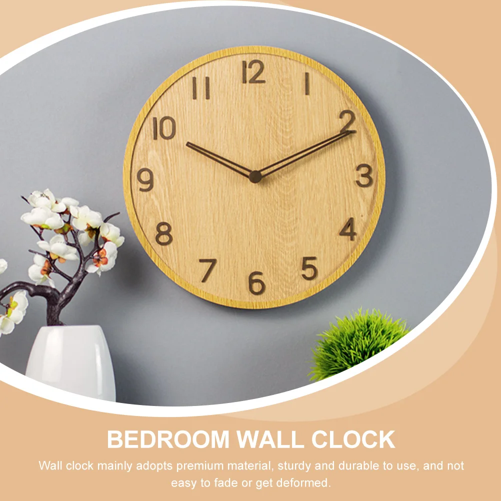 

Wood Grain Wall Clock Office Decor Mounted Quartz Khaki Silent Large Decorative Outdoor Bedroom Wall Clocks for Home