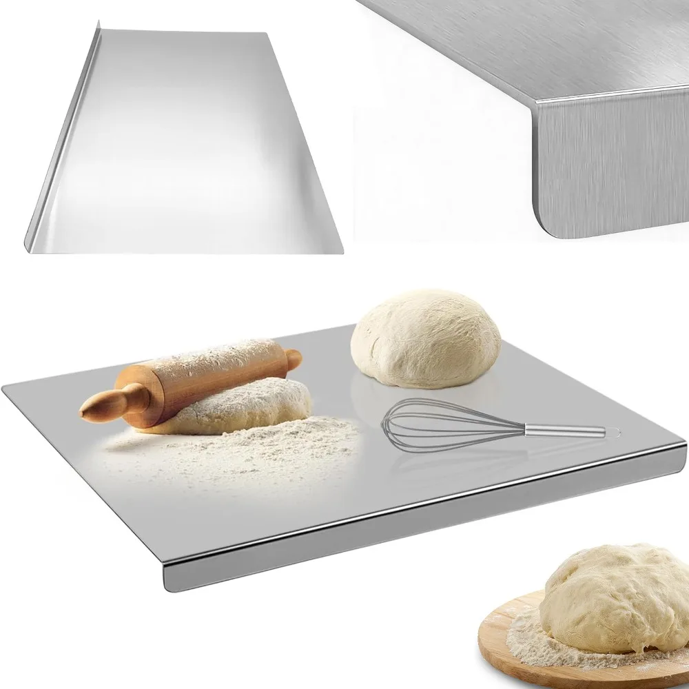 Massives, schweres Schneidebrett aus Edelstahl, 30×40 cm, vielseitiges Küchenbrett, geeignet zum Schneiden von Fleisch und Gemüse, zum Backen von Brot und zum Kneten von Teig, robuste Arbeitsfläche