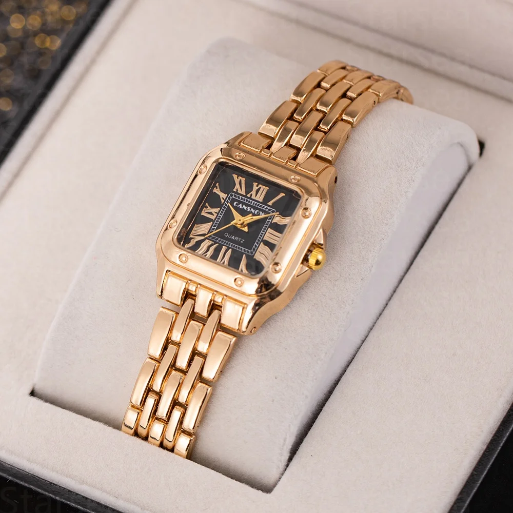 

2025 Top Brand Watch Women Luxury Square Gold Women's Quartz Wristwatch Alloy Strap Fashion Simple Ladies Watch Female Clock