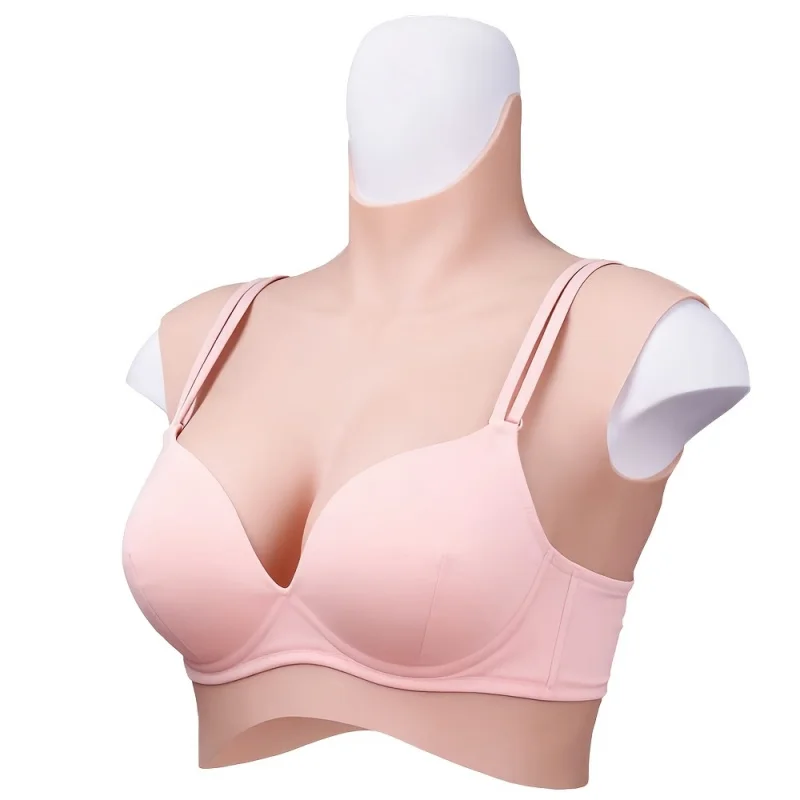 

Oversized High-Neck Silicone Breast Plates/ Breast Armor Tight-Fitting Plastic Vests Suitable for Film/TV Props, Discreet Breast