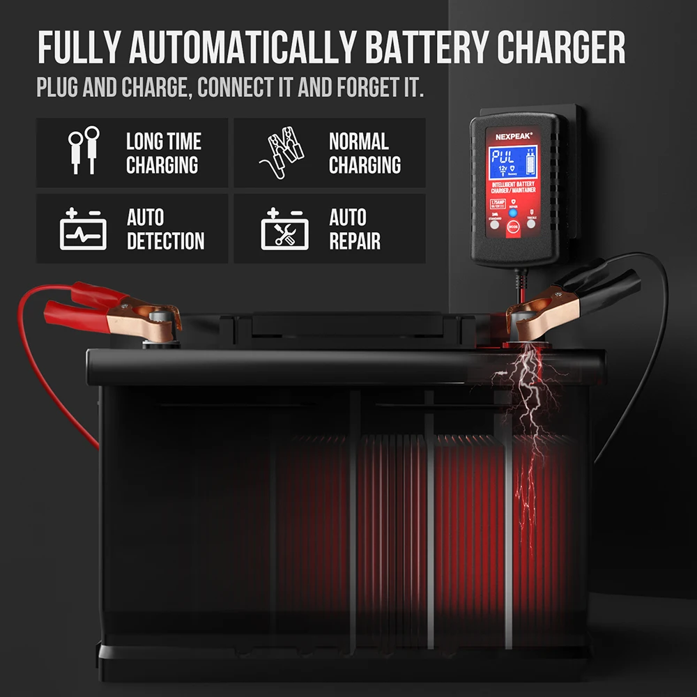 NEXPEAK 6 فولت 12 فولت 1.75A التلقائي الذكية دراجة نارية شاحن بطارية صيانة للسيارة/RV/ATV/قارب التلقائي شاحن البطارية هزيلة #4