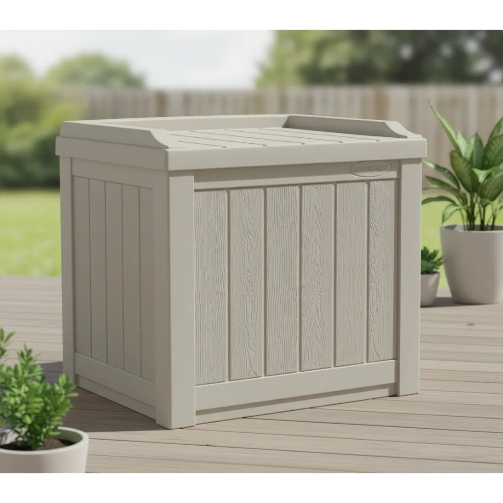 

22 Gallon Waterproof Outdoor Storage Box with Seat - Weatherproof Deck Container for Pool, Garden & Patio